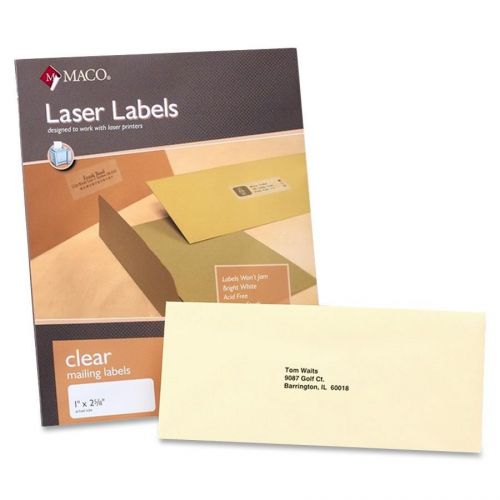 Maco mailing laser label - 1&#034; width x 2.63&#034; length - 1500 / box - (ml4000) for sale