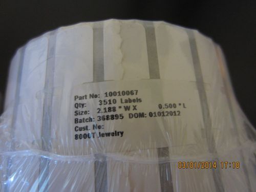 Zebra 8000T Jewelry Label 2.188&#034; wide x 1/2&#034; long single roll 3510 labels