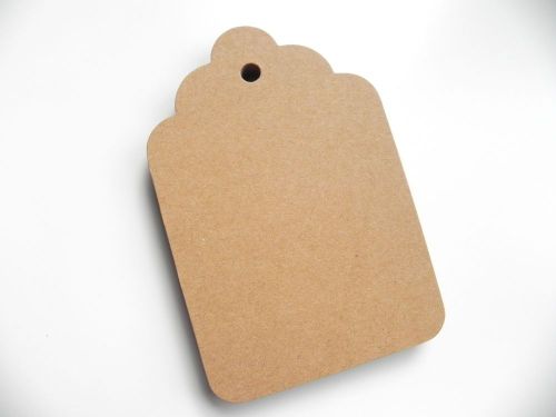 50 XL Kraft Scallop Gift Tags Blank 65 lb. 3.25 x 4.75 Plain DIY Christmas Large