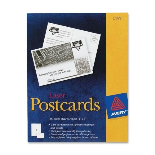 Avery Postcard - For Laser Print - 4&#034; x 6&#034; - 100 / Box - White