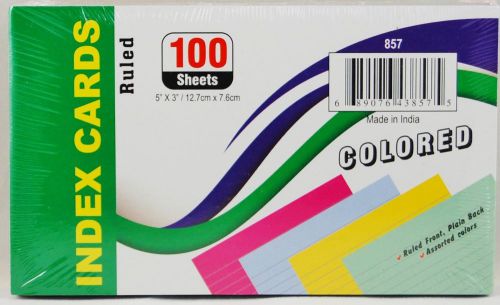 Index Cards Ruled Colored - 5&#034; x 3&#034; - 100 Sheets - Case Of 36