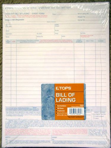 Tops 3846 bill of lading 16-line carbonless 3 part 50 loose form sets,  pack for sale