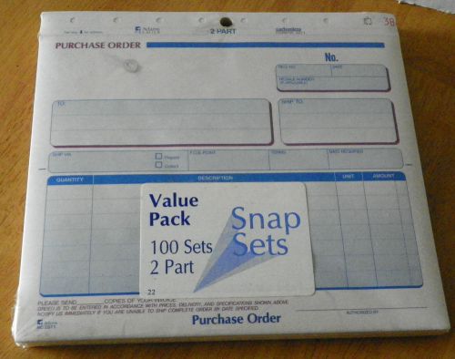 Adams Premier Purchase Order Forms 2 Part Carbonless 100 Snap Sets NEW SEALED