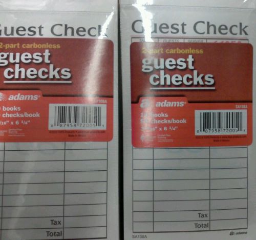 Adams 2-part carbonless guest checks 10 books/50 checks per book new value 2 pk for sale