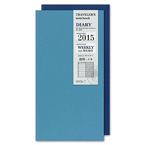 Midori Traveler&#039;s Notebook Refill 2015 Blue Weekly Free Diary