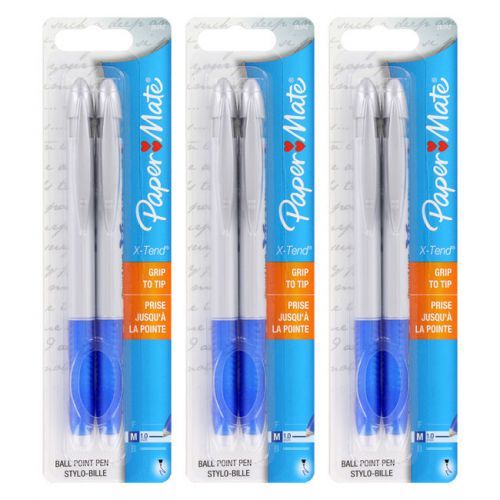 Paper Mate X-Tend Retractable Ballpoint Pens, Blue Ink, Medium Point, 6/Pens