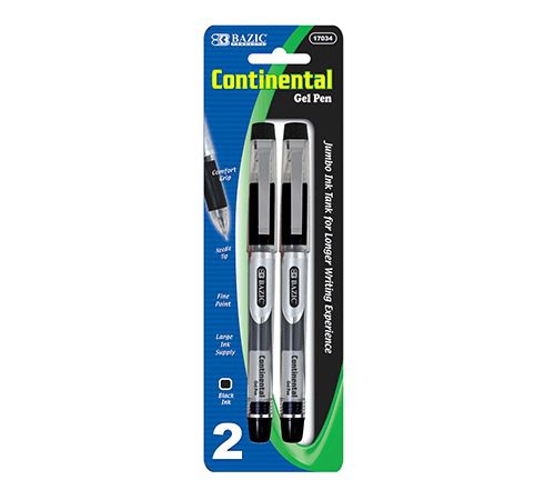 Black Jumbo Ink Tank Needle-Tip Gel Ink Pen w/ Grip (2/Pack), Case of 12