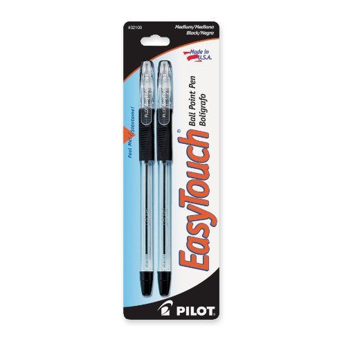 Pilot Pil-32100 Easytouch Ballpoint Pen - Black Ink - 2 / Pack (pil32100)