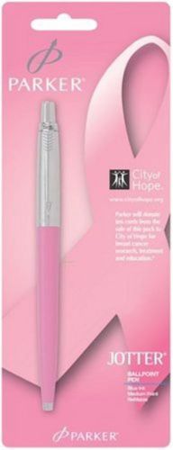 NEW Parker Jotter Retractable Ballpoint Pen, Medium Point, Pink Ribbon Blue,