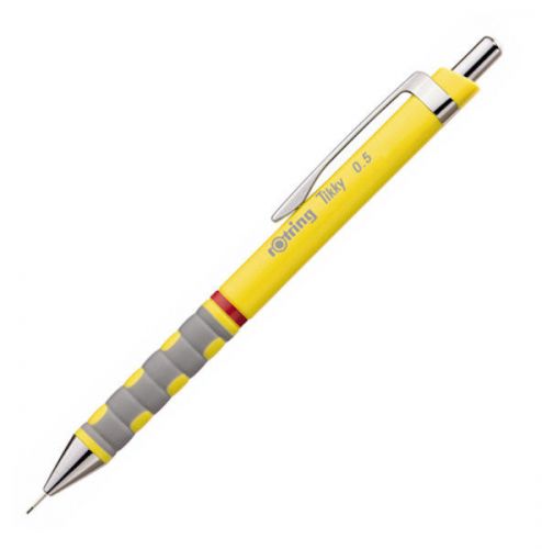 Rotring tikky mechanical pencil 0.5 mm yellow color fine lead drawer soft grip for sale