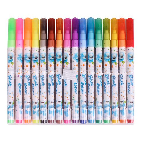 Felt-Tip Pen Marker Set,Water Based Ink 16 Color Fiber Tip Markers Morning Glory