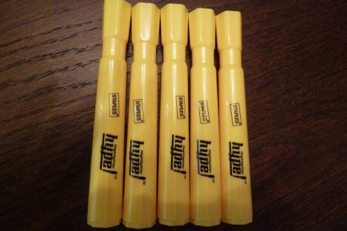 Staples® hype!™ highlighters, yellow 5 pack for sale