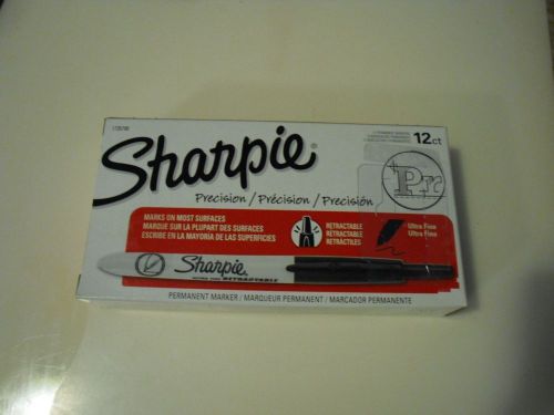 .new  12pk  sharpie precision retractable ultra fine point black markers 1735790 for sale