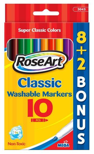 10-Count Roseart Washable Classic Fine Tip Markers