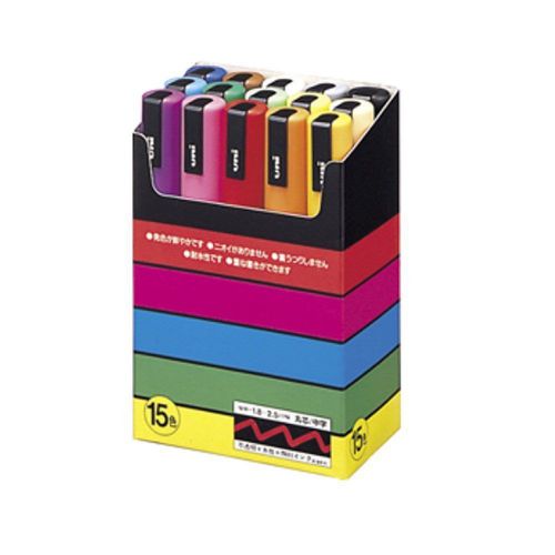 New mitsubishi uni-posca paint marker pen medium point 15 basic color set frees for sale