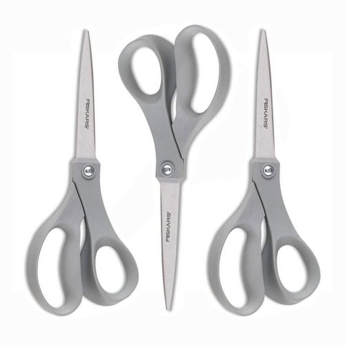 3 Fiskars 8-Inch Performance Scissors, Gray, Stainless Steel (CLFSK01004249J)