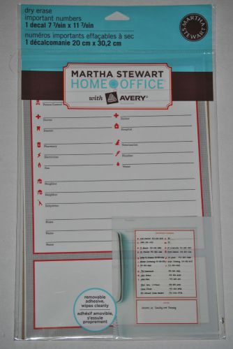 Martha Stewart Avery Important Numbers Kitchen Chart Dry Erase Decals