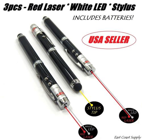 3PCS RED LASER + WHITE LED + STYLUS Light Pen 5mW 650nm Samsung Galaxy iPhone