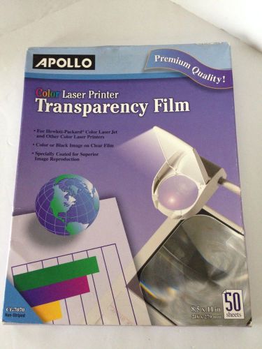Apollo color laser transparency film without stripe - 50pk vcg7070 for sale