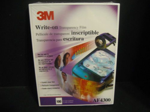 Brand New 3M AF4300 Write-On Transparency Film 8.5&#034; x 11&#034; 100 Count /Box Clear