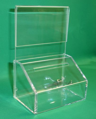 10 (Ten) FUNDRAISING CHARITY DONATION BOXES WITH SIGN-HOLDER &amp; LOCKS