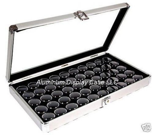 14 x 8 Aluminum Display Case w 50LC Black Foam Gem Jars