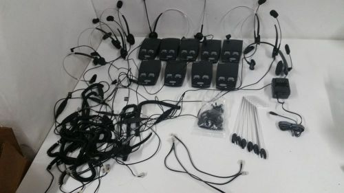 (Lot) 9 GN Netcom Jabra Amplifier GN8000 MPA Bases, Headsets &amp; Extension Cords