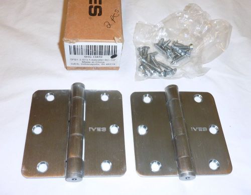 2 Ives 5PB1 3.5&#034; x 3.5&#034; 626 RC 1/4&#034; Full Mortise PB Butt Hinges SATIN CHROME