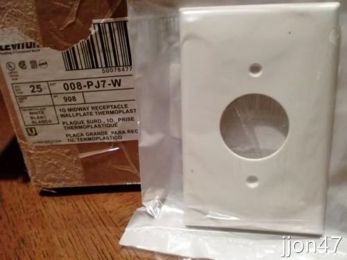 25~ leviton pj7-w 1g midway thermoplastic single gang receptacle wallplate cover for sale