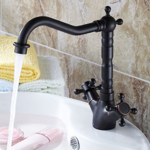 Modern Cross Handle Bathroom Sink Mixer Faucet Tap Antique Black Free Shipping