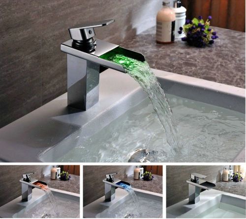 Yanksmart Square Waterfall Bathroom sink basin Mixer Tap faucet brass chrome