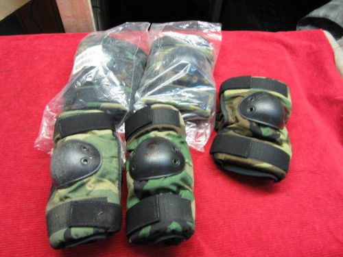 Lot of 5 Pair Bijan&#039;s Military Elbow Pads, Small Woodland Camo Paintball Airsoft