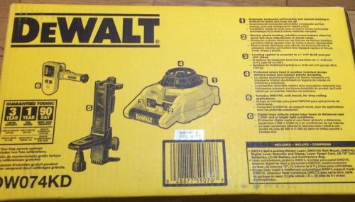 100% NEW DEWALT US Version DW074KD Self-Leveling Int/Ext Rotary Laser Kit Set