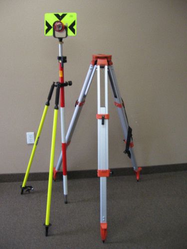 NEW! ALUMINUM LIGHT DUTY TRIPOD, BIPOD, PRISM, AND PRISM POLE FOR SURVEYING