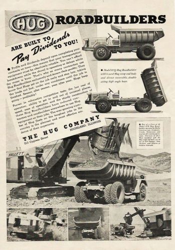 1936 HUG Model 87Q Roadbuilder truck ad,6i photos, Hallett Constr,MN