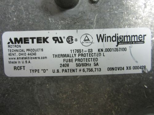 Ametek windjammer rotron blower motor type d 240v  off bourg for sale