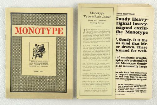 1919 lanston monotype magazine, type faces samples &amp; literature lot for sale
