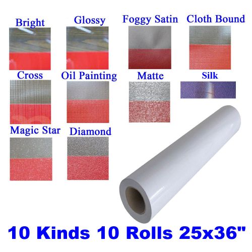 10rolls 10kind 3mil 25x36&#034; pvc cold laminating vinyl adhesive gum film laminator for sale
