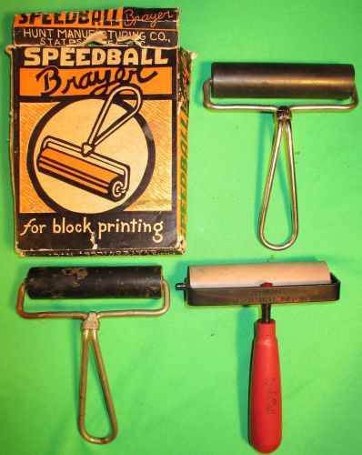 New in box! vintage brayer no. 49 speedball block letterpress roller with extras for sale