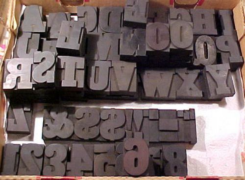 82  antique 2 5/8&#034; letter press print blocks letterpress alphabet &amp; numbers for sale
