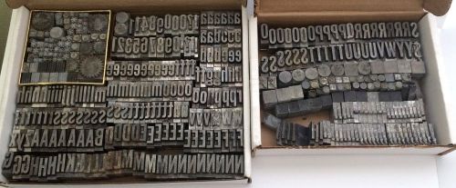LOT 413 Pieces Vintage Metal Type Print Blocks Complete Alphabet Numbers Symbols