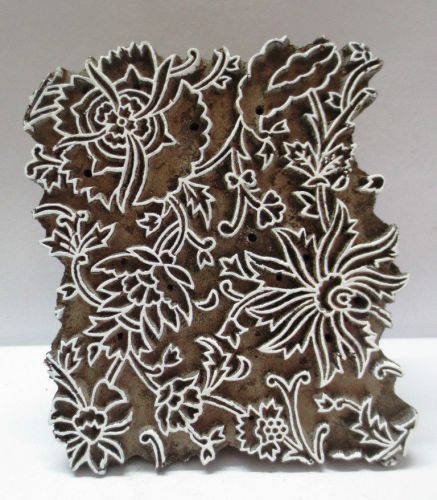VINTAGE WOODEN HAND CARVED TEXTILE PRINTING ON FABRIC BLOCK STAMP DESIGN HOT 295