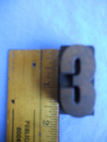 1 5/16&#034; x 5/8&#034; Wood Type Letterpress Printing Block Vintage ----- Number 3