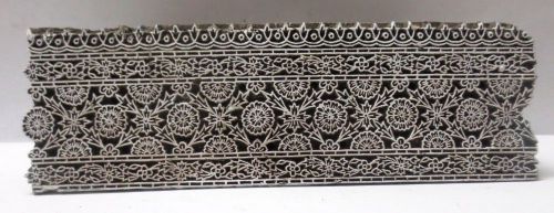 INDIAN WOODEN HAND CARVED TEXTILE PRINT FABRIC BLOCK STAMP FINE CARVING BORDER