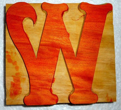 Letterpress Letter &#034;W&#034; Wood Type Printers Block Typography Collection.B970