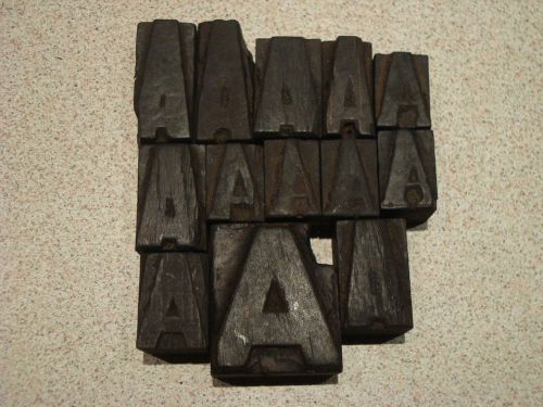 Greece 13 antique letters &#034;A&#034; Alpha Greek alphabet wood press printing blocks