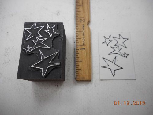Letterpress Printing Printers Block, 5 Pointed Stars