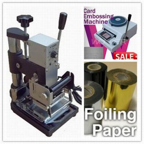 Manual hot foil stamping tipper bronzing+pvc card embossing machine+2 gold rolls for sale