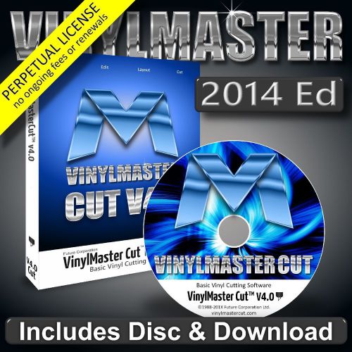 Easy to use vinyl cutter &amp; sign software 4 basic signs vinylmaster cut v4 +disc for sale