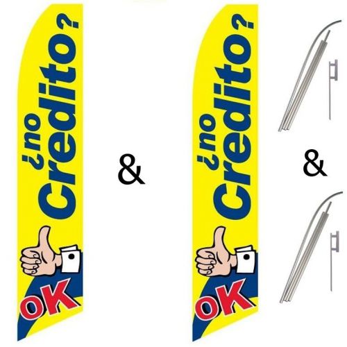 2 Swooper Flag Pole Kits No Credito Ok (Spanish) Yellow Blue Thumbs Up